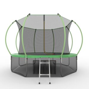 5 - EVO JUMP Internal 12ft (Green) + Lower net. Батут с внутренней сеткой и лестницей, диаметр 12ft (зеленый) + нижняя сеть.