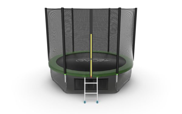 1 - EVO JUMP External 10ft (Green) + Lower net. Батут с внешней сеткой и лестницей, диаметр 10ft (зеленый) + нижняя сеть.