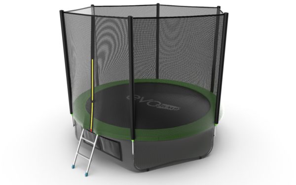 3 - EVO JUMP External 10ft (Green) + Lower net. Батут с внешней сеткой и лестницей, диаметр 10ft (зеленый) + нижняя сеть.