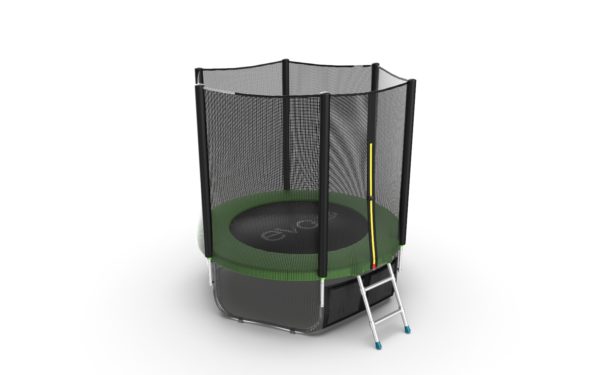 4 - EVO JUMP External 6ft (Green) + Lower net. Батут с внешней сеткой и лестницей, диаметр 6ft (зеленый) + нижняя сеть.