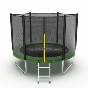 5 - EVO JUMP External 8ft (Green) Батут с внешней сеткой и лестницей, диаметр 8ft (зеленый).