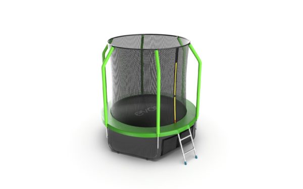 4 - EVO JUMP Cosmo 6ft (Green) + Lower net. Батут с внутренней сеткой и лестницей, диаметр 6ft (зеленый) + нижняя сеть.