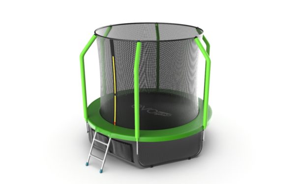 3 - EVO JUMP Cosmo 8ft (Green) + Lower net. Батут с внутренней сеткой и лестницей, диаметр 8ft (зеленый) + нижняя сеть.