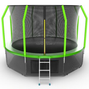 12 - EVO JUMP Cosmo 12ft (Green) + Lower net. Батут с внутренней сеткой и лестницей, диаметр 12ft (зеленый) + нижняя сеть.