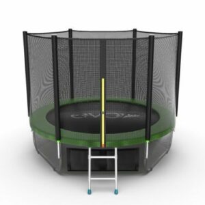 8 - EVO JUMP External 10ft (Green) + Lower net. Батут с внешней сеткой и лестницей, диаметр 10ft (зеленый/синий) + нижняя сеть.