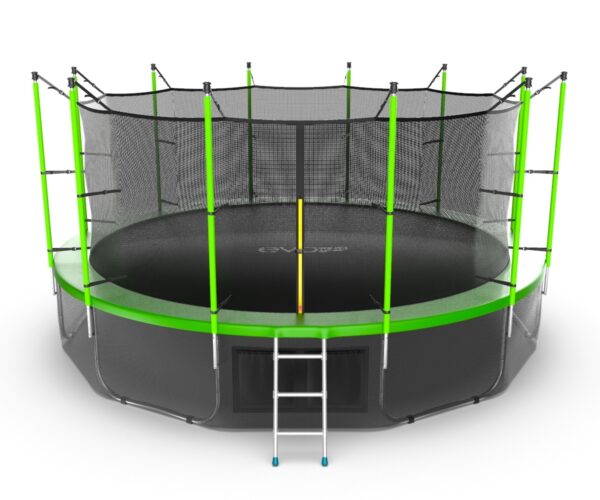 1 - EVO JUMP Internal 16ft (Green) + Lower net. Батут с внутренней сеткой и лестницей, диаметр 16ft (зеленый) + нижняя сеть.